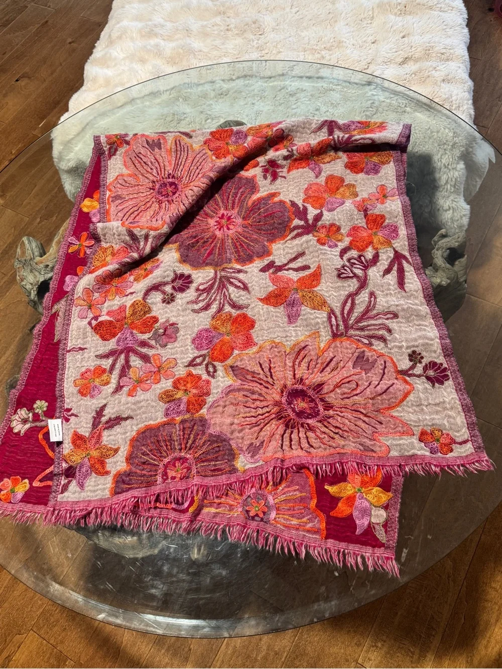 Boho Wool Floral Multi-Use Scarf